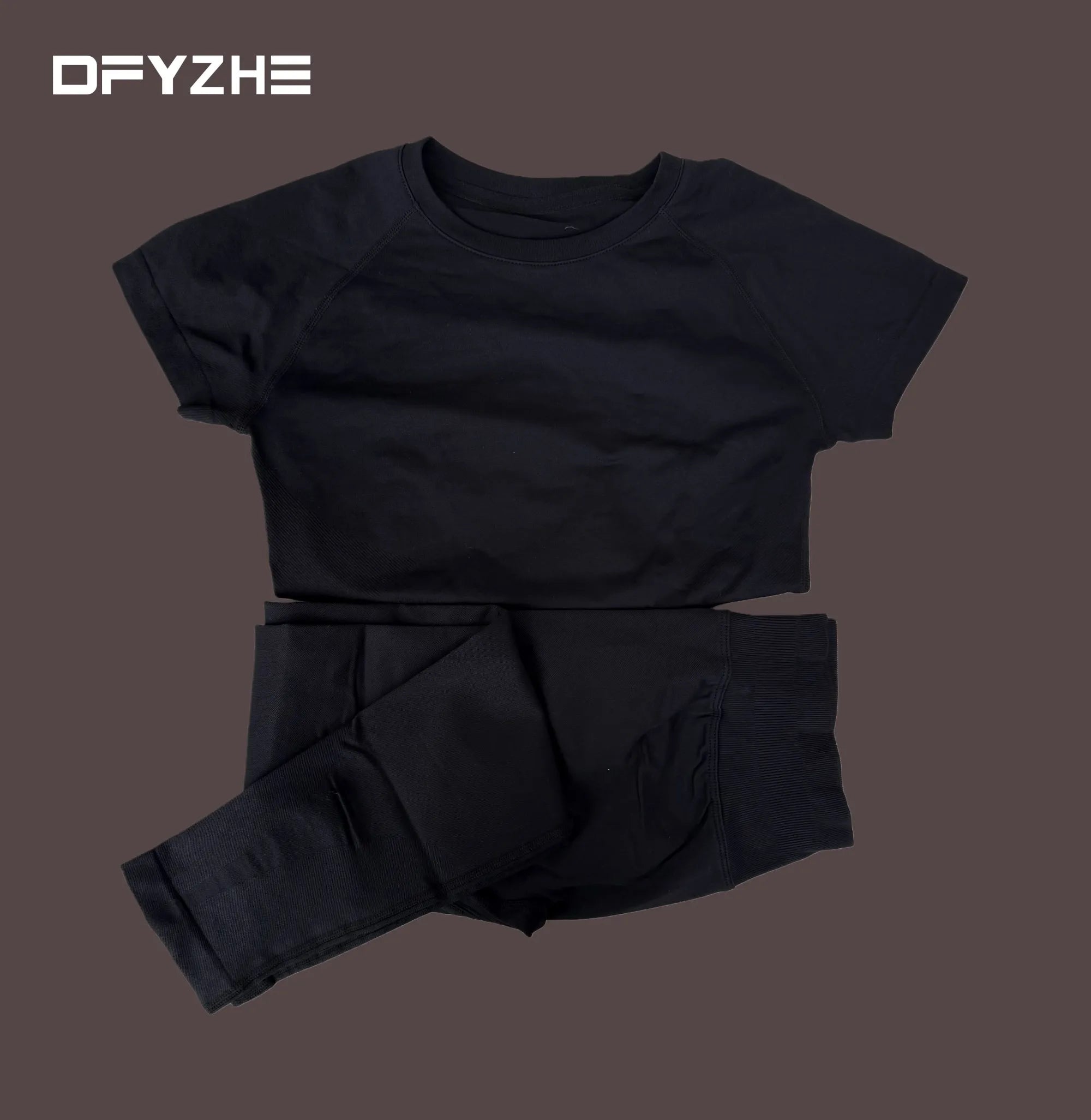 summer new T-shirt long pants two-piece set round neck short sleeved tight pants, yoga fitness tight pants, running sports set