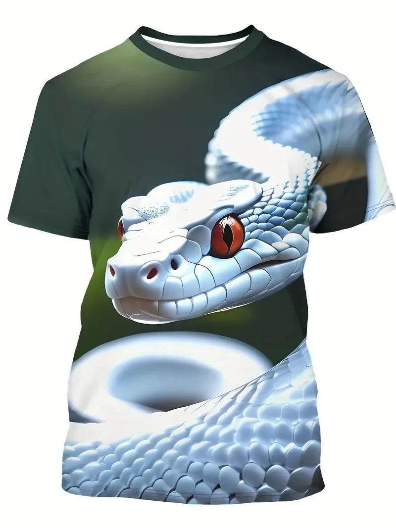 Fashion 3D Printed Horror Snake Graphic T Shirt For Men Personality Oversized T-shirt Summer Hip Hop Short Sleeve O-neck Tops