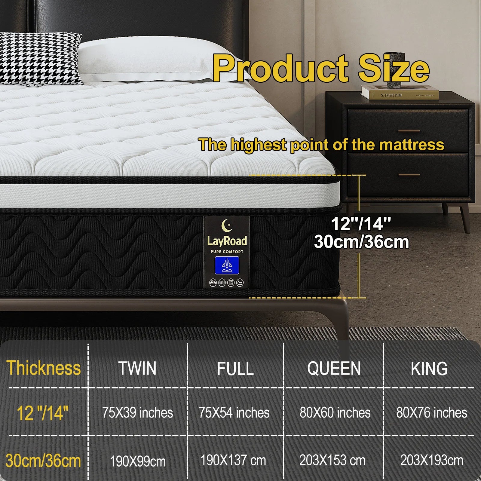 12"14" Memory foam mattress Twin Full Queen King Boxed Mattress Medium Firmness Edge Support Suitable For Home and hotel us