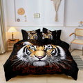 3pcs Black Tiger Face Duvet Cover Set,Wild Animal Bedding,Suitable For Family Bedrooms, Hotels, And Dormitories