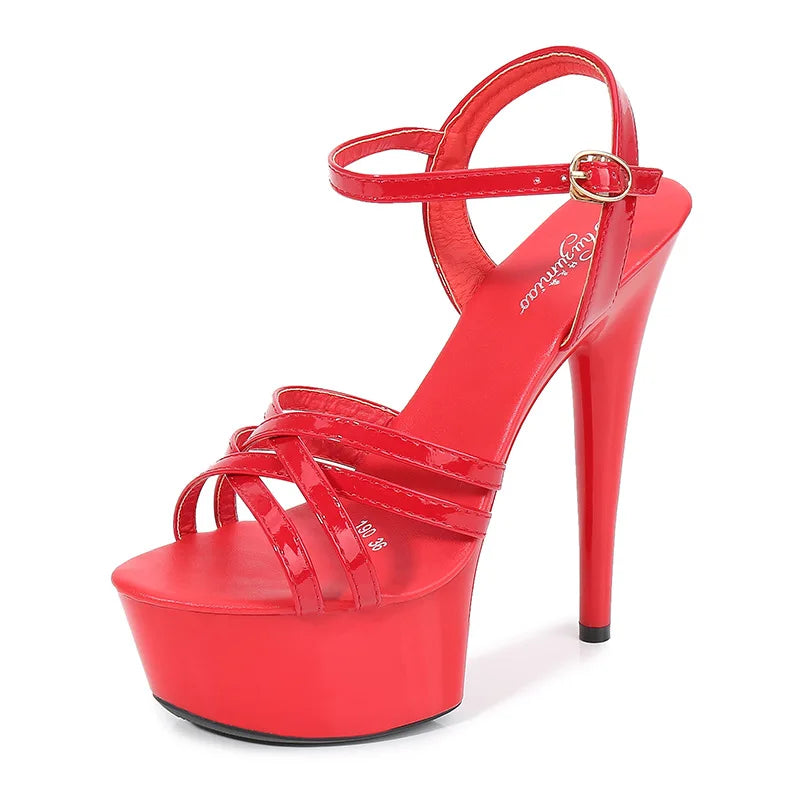 Women's summer multi-color sandals waterproof platform 15cm thick bottom fine heeled high heels
