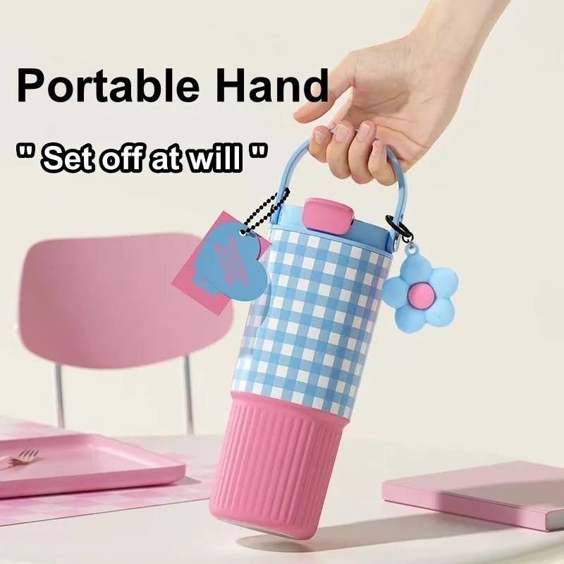 Cute Tumbler 750ML Water Bottle 316 Stainless Steel Vacuum Thermos Bottle Insulated Portable Thermos Cup Gift For Woman Girl