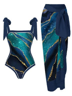 Sexy Slimming One-Piece Swimsuit Women's Beach Dress Set Fashionable Thermal Spa Swimming Bikini Full Coverage Fixed Chest Pad