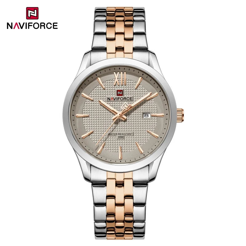 New Style NAVIFORCE Men's Stainless Steel Band Date Calendar Feature for Active Luxury Sports Watch 30m Waterproof Male Gifts