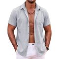 Mens Summer Hawaiian Short Sleeve Shirts Cotton Linen Lapel Tops Casual Breathable Beach and Gym Tees Plus Size for Men Tops