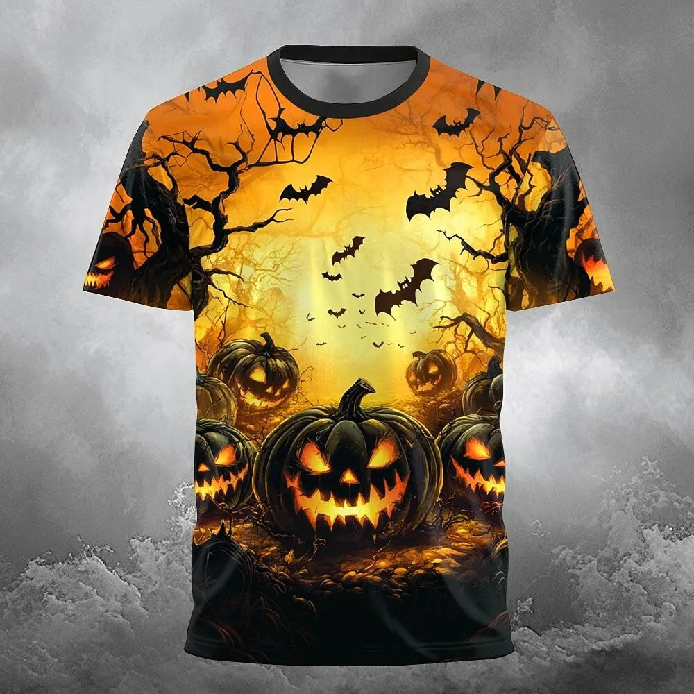 Pumpkin Graphic 3D Print Men's Women's T-Shirt Halloween Theme Family Party Short Sleeve Tees Oversize Round Neck Unisex Clothes