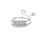 Anxiety Beads Rings for Women Gold Color Stainless Steel Open Spinner Adjustable Finger Ring Rotating Freely Anti Stress Jewelry