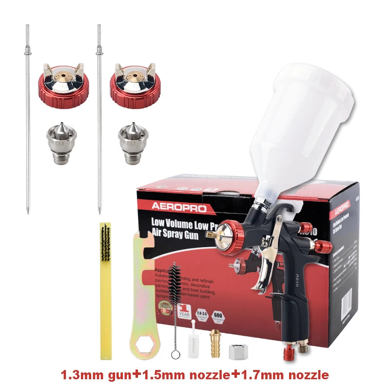 AEROPRO LVLP Spray Gun A610/R500 Home Professional Airbrush For Car Pneumatic Automotive Paint Gun Kit 1.3 1.4 1.5 1.7 2.0 2.5mm