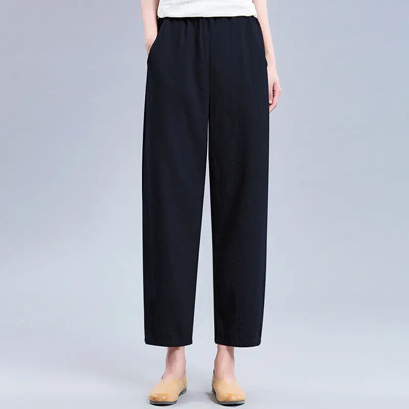 Pants For Women Loose Baggy Trends 2025 All Medium New In Outfits One Size High Quality Casual Xxl G Woman Trousers Cotton Linen