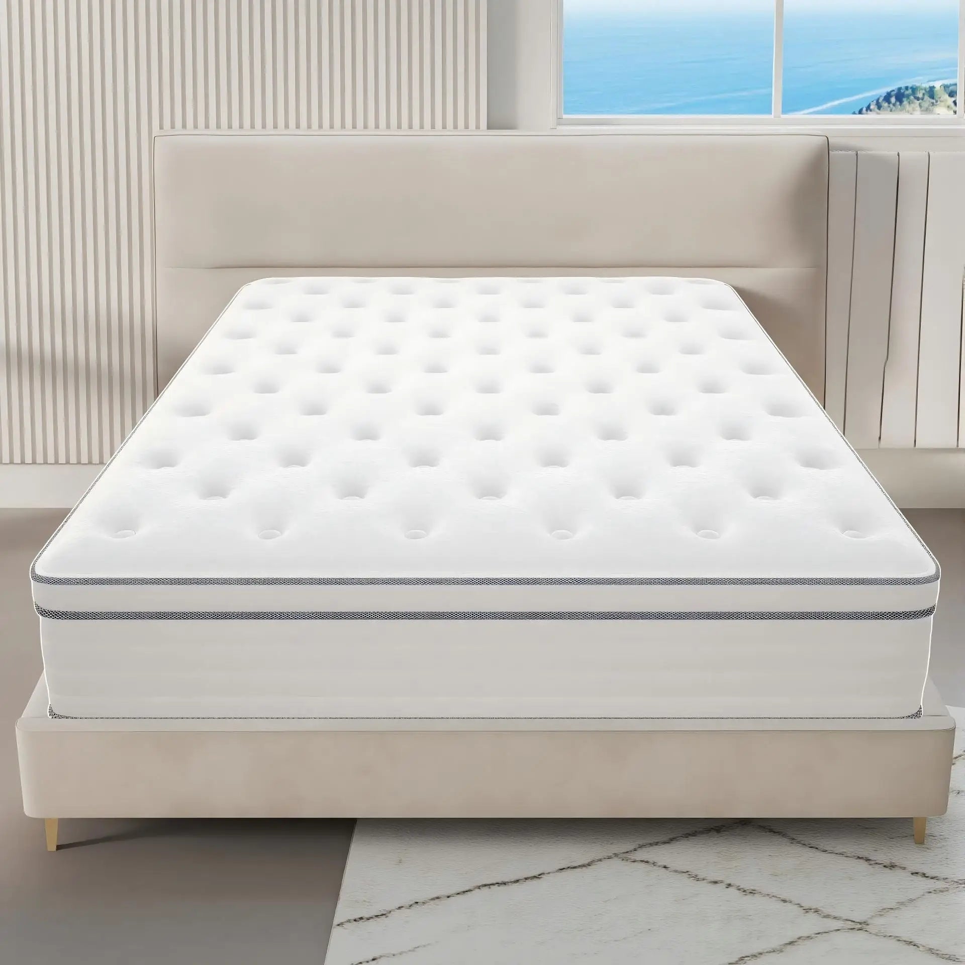 Queen King Full size Mattress 12 Inch, Hybrid Mattress with Individual Pocket Springs and Memory Foam, Fiberglass Free