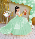 Gold Girls Princess Dress 2024 Tulle Tiered Flower Girl Dress Toddlers Beaded Lace Pageant Dress Customized Birthday Party Gowns