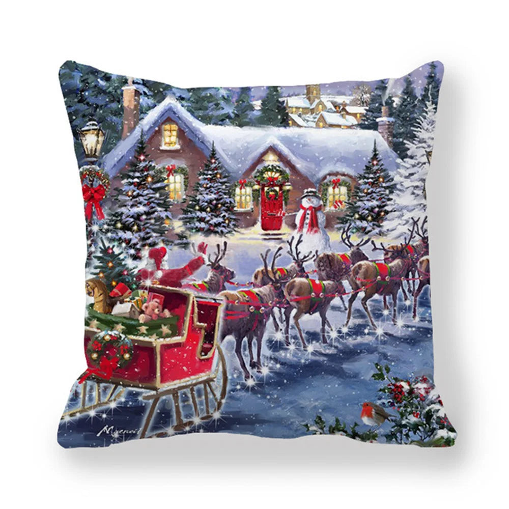 45CM Merry Christmas Cushion Cover Pillowcase 2023 Christmas Decorations for Home Ornament Happy New Year Christmas Decor 2022
