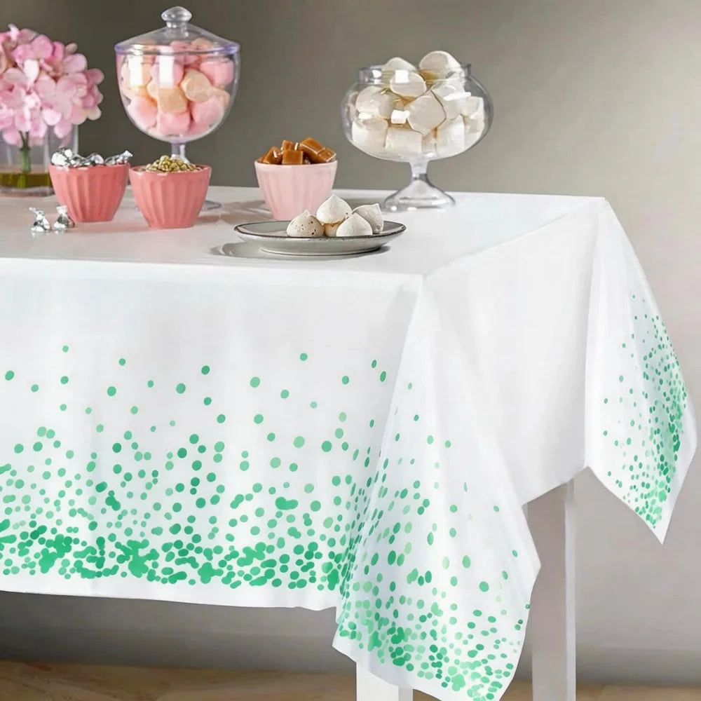 5pcs Plastic Dot Disposable Table Cloth for Parties,Plastic Tablecloth,Golden Dots Table Covers for Picnic,Birthday,Party