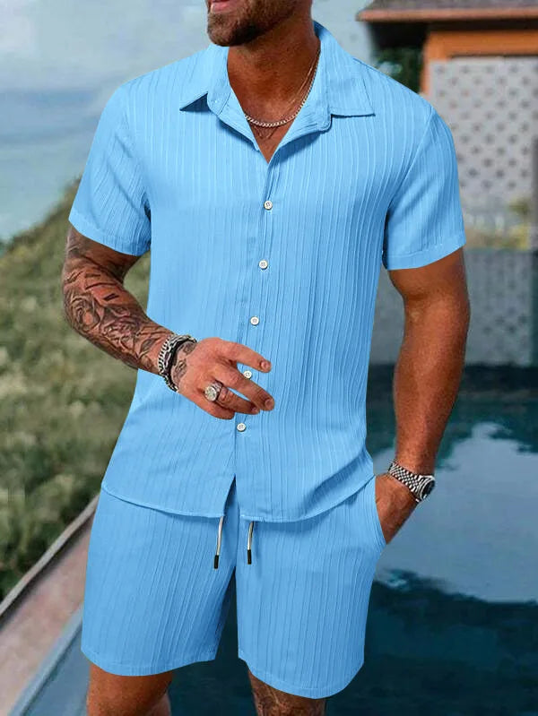 Summer New Mens（T-shirt +Shorts) 2-piece multi-colored sportswear men's T-shirt shorts set
