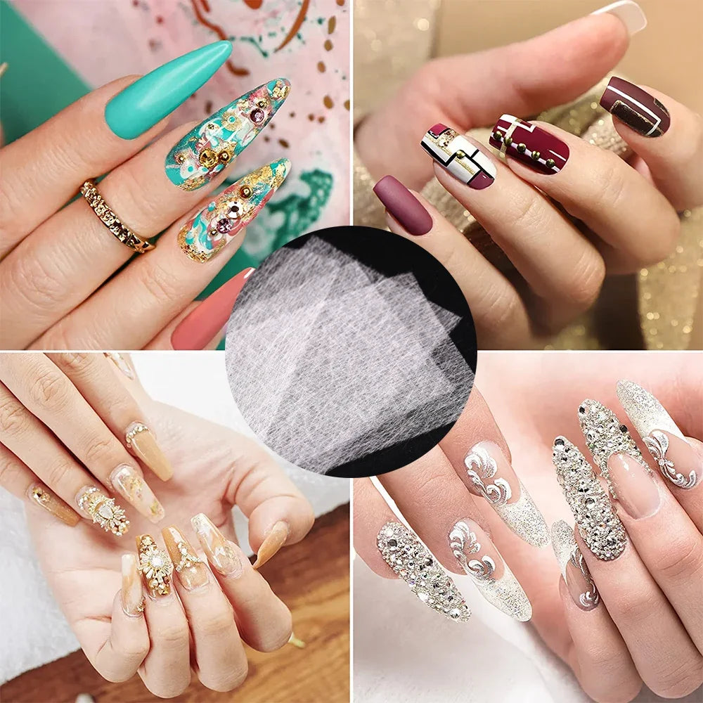 Fiberglass Non-woven Silks 10/20/50Pcs Nail Extension Silk Form Wrap Manicure Building UV Gel French Acrylic Tips Nails Art Tool
