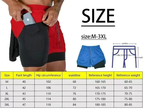 2026 Summer Running Shorts Men 2 in 1 Sports Jogging Fitness Shorts Training Quick Dry Mens Gym Men Shorts Sport gym Short Pants