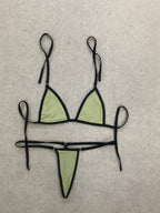 Women's Clothing Sexy Fashion Hanging Neck Lace Up Bikini Triangle Low Waist Mini Thong Solid Swimsuit Summer Beach Vacation Sui