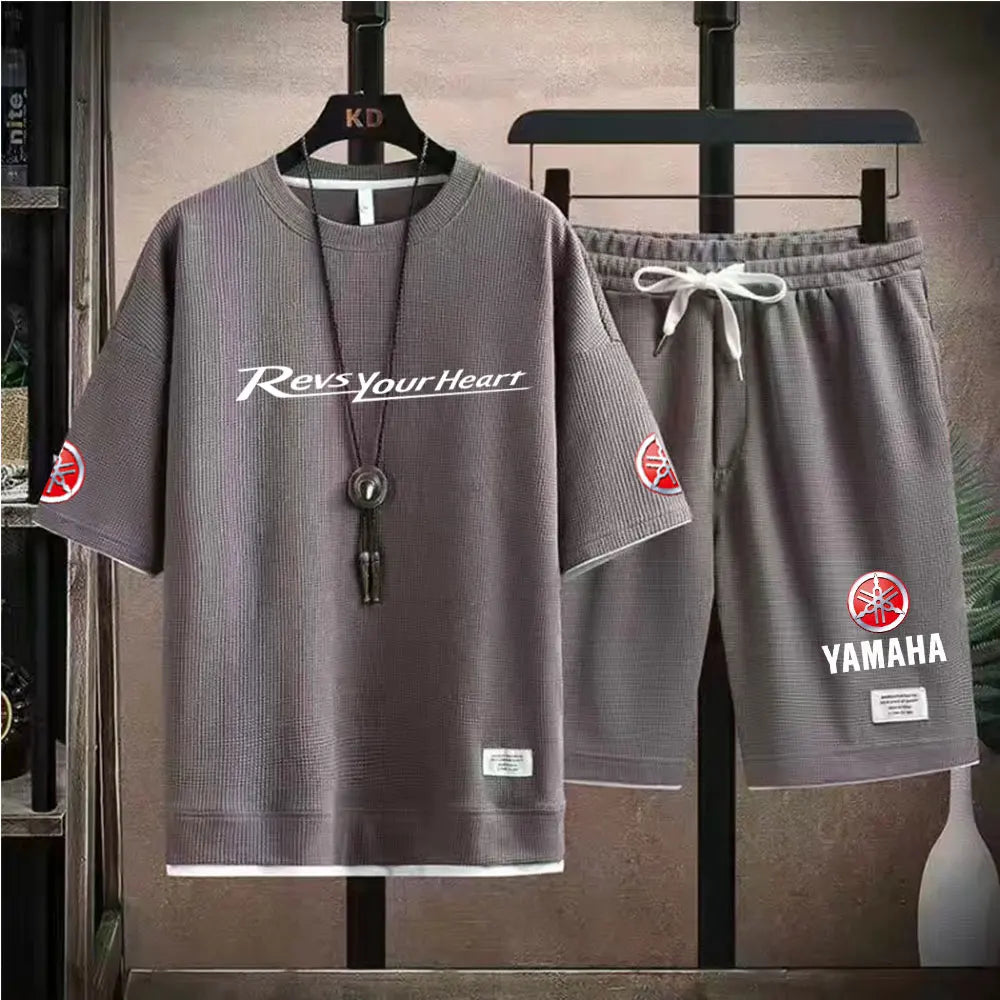 2026 Yamaha Racing Men's Sport Clothing Set Spring/Summer Short Sleeve T-Shirt & Sports Shorts Running Men's Athletic Wear
