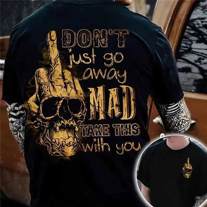 2025New Summer Hot Sale Double Gun Skull Digital Printing Short Sleeve Boys Handsome Personality Crew Neck T-Shirt Top
