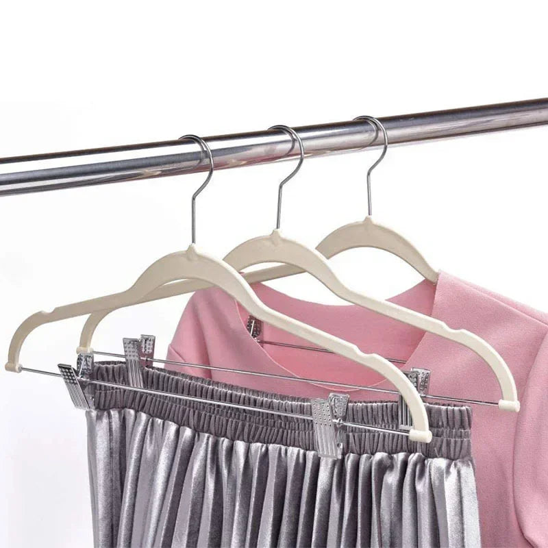 5 Pcs Multifunction Velvet Clothes Hangers with Clips Non-Slip Garment Suit Organizer for Closet Laundry Wardrobe Drying Rack