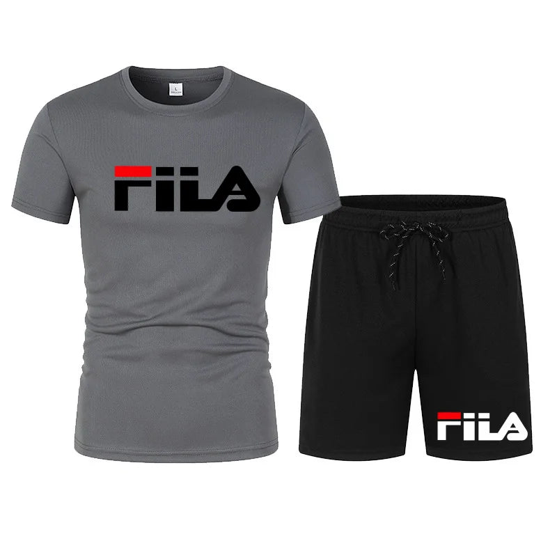 Men's two-piece sportswear breathable quick drying short sleeved T-shirt pants set running fitness 2026 summer big discount