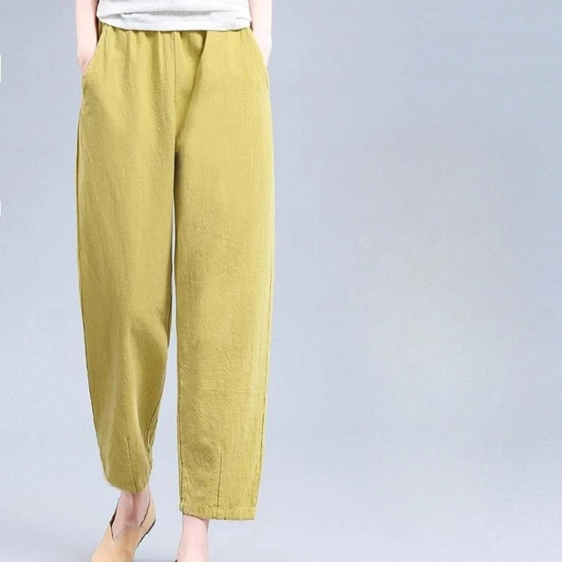 Pants For Women Loose Baggy Trends 2025 All Medium New In Outfits One Size High Quality Casual Xxl G Woman Trousers Cotton Linen