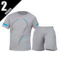 2-Piece Four Seasons Men's Short Sleeve Set Printed Quick Drying T-shirt for Youth Sports Fitness Running Comfortable and Casual