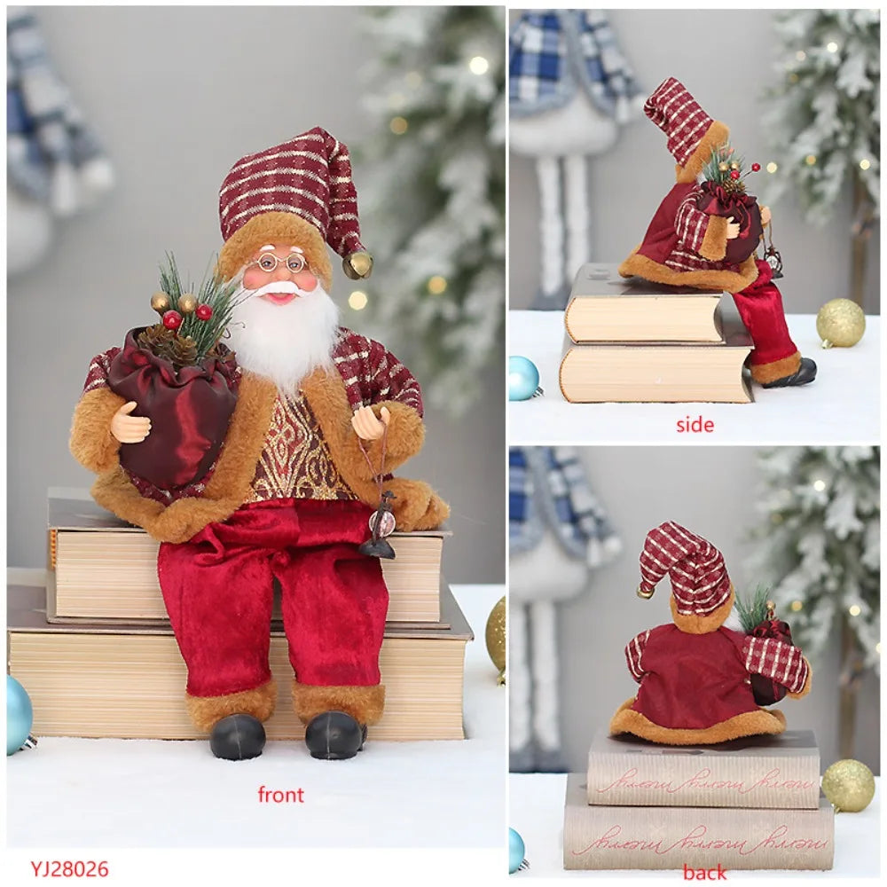 Christmas Decorations 30cm Sitting Santa Claus Gift Window Display Ornament