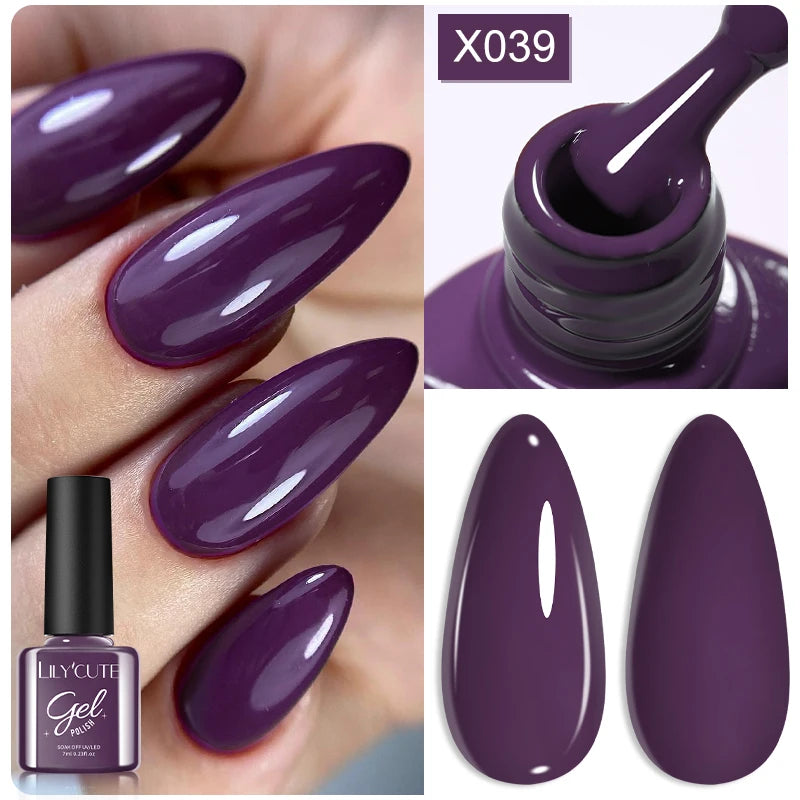 LILYCUTE 7ml Fruit Grape Purple Cat Magnetic Gel Nail Polish Vernis Semi Permanent Soak Off Colorful Gel Polish Nails Supplies