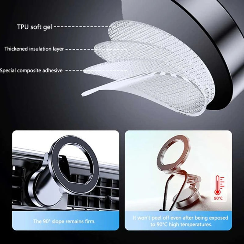 Upgrade MagSafe Car Phone Holder Car Magnetic Phone Stand Strong Magnetic 360°Rotatable Foldable Metal Suction Cup Phone Mount