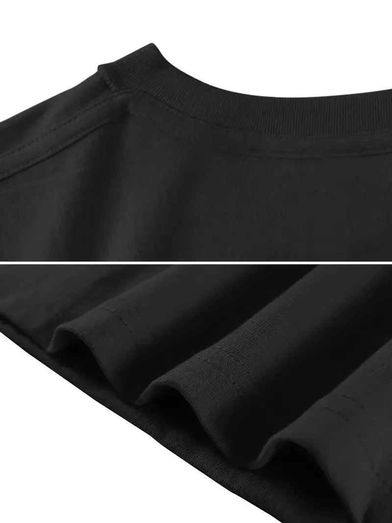 Men's Printed T-shirts Made From Heavy American Street Pure Cotton with Loose-fitting Crew Necks,short Sleeves for Men and Women