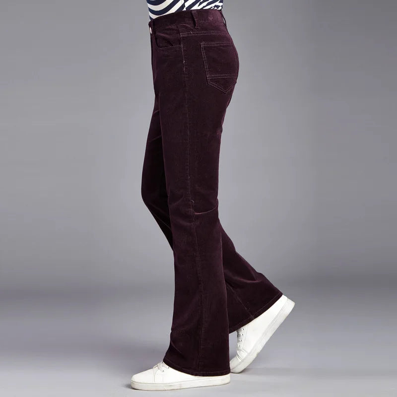 Corduroy Flare Pants  Men  Bell Bottom Boot Cut Trouser Men Classic Autumn Flared Pant Men Pantalon Homme Black White Khaki