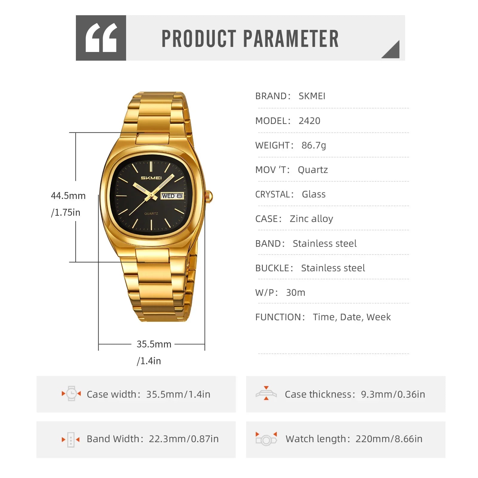 SKMEI 2420 Business Steel Clock Fashion Quartz Date Time Women Luxury Watches Casual Female Wristwatch Dress For Women Ladies
