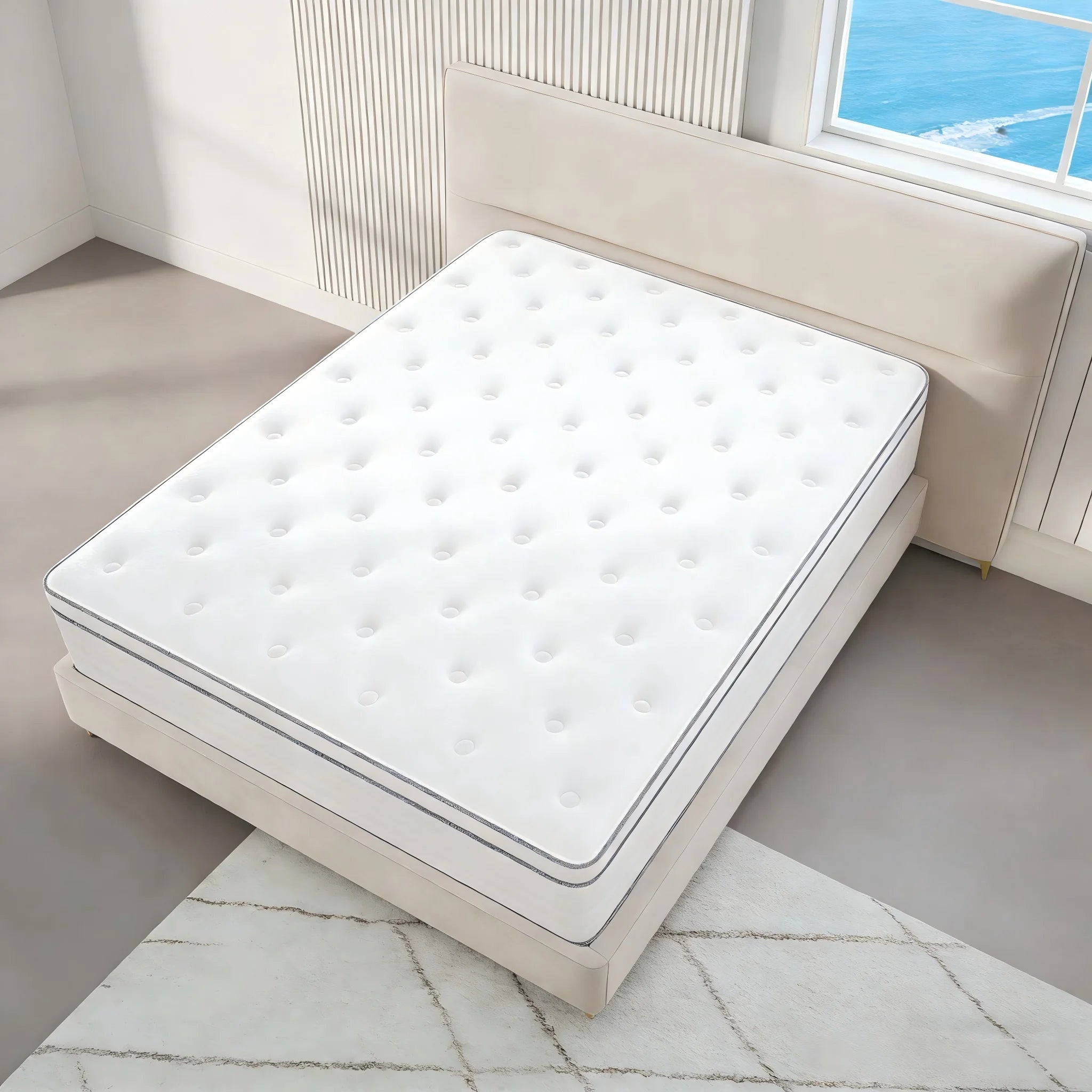 Queen King Full size Mattress 12 Inch, Hybrid Mattress with Individual Pocket Springs and Memory Foam, Fiberglass Free