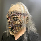 Scary Zombie Latex Mask with Chains & Hair Realistic Horror Corpse Mask Adult Unisex Halloween Cosplay Costume Props for Masquer
