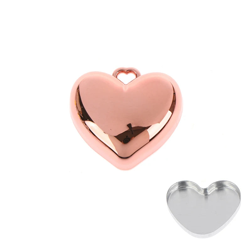 1Pcs Heart Shape Blush Empty Compact with Mirror, Keychain DIY Refillable Powder Case for Makeup