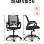 Black Mesh Gaming Office Chair Mid Back Lumbar Support Adjustable Height Swivel For Home Computer Desk Task