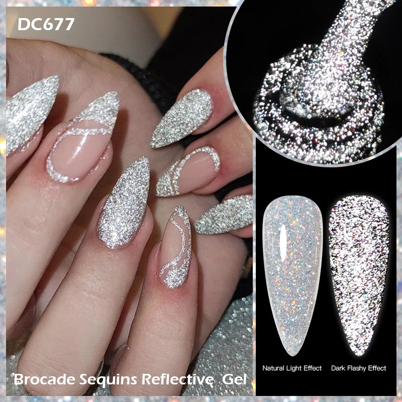 Mtssii 7ML Colorful Reflective Gel Nail Polish Glitter Sparkling Flash Glitter Gel Polish Semi Permanent Varnish Soak Off Nails