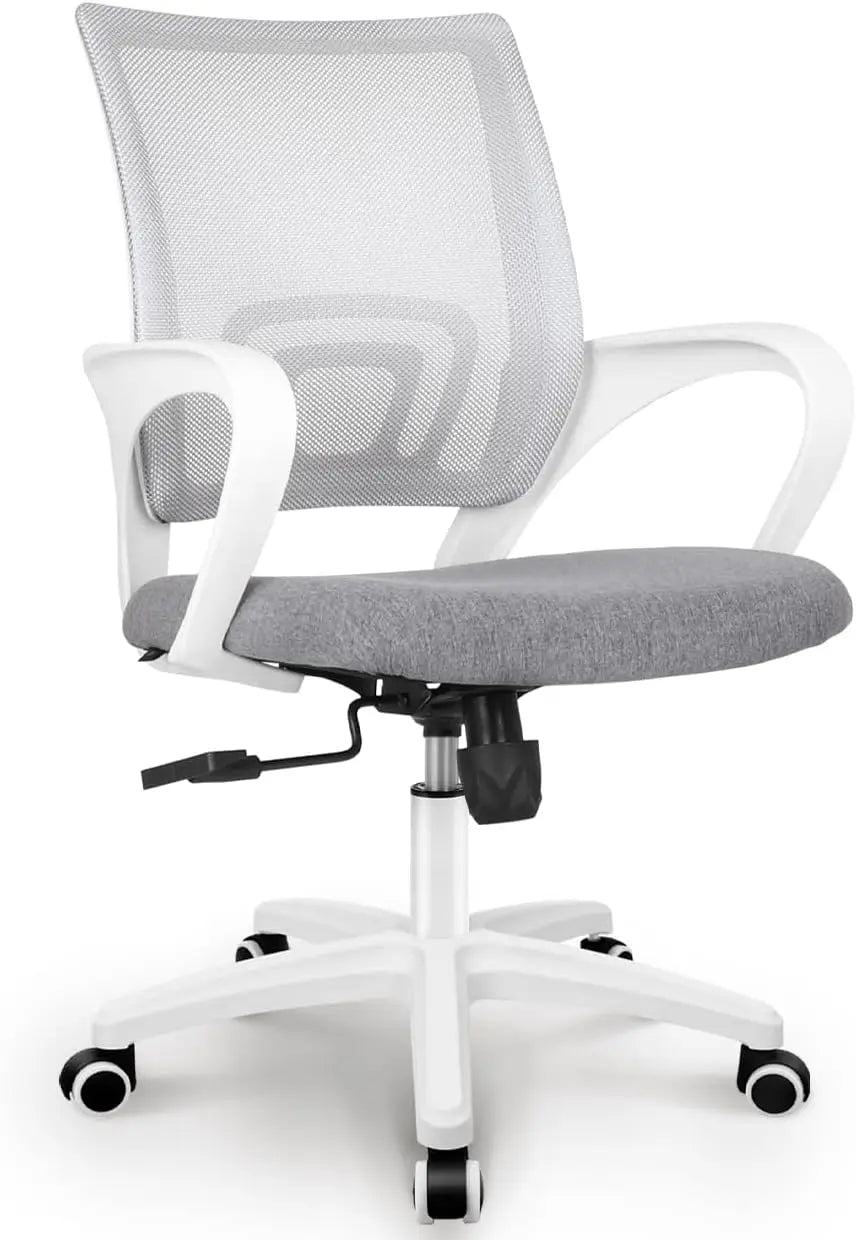 Black Mesh Gaming Office Chair Mid Back Lumbar Support Adjustable Height Swivel For Home Computer Desk Task