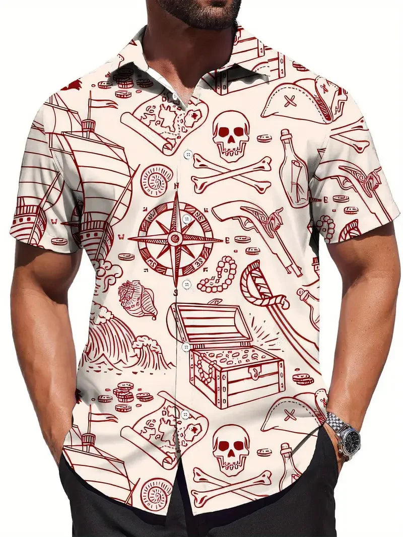 New Halloween Series 3D Printed Casual Pumpkin Short Sleeved Shirt for Men Beach Wear Summer Clothing
