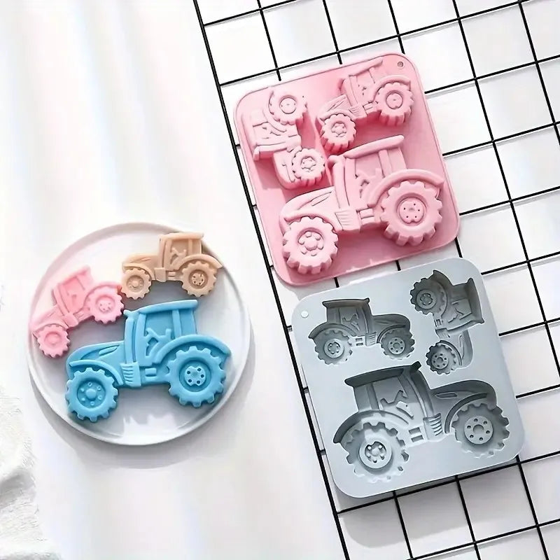 3-Cavity Tractor-Shaped Silicone Mold of Different Sizes Chocolate Jelly Ice Cube Cake Mold High Temperature Resistant