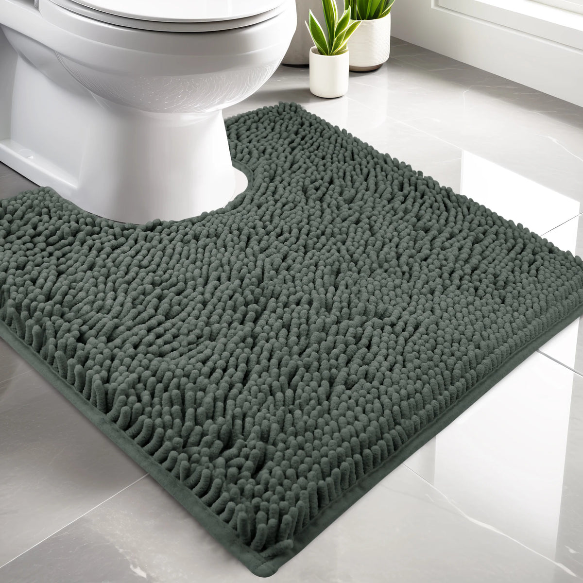 U-Shaped Toilet Mat Bathroom Mat Bathroom Carpet Bathroom Carpet Memory Foam/Chenille Bath Mat Anti-Skid Super Absorbent