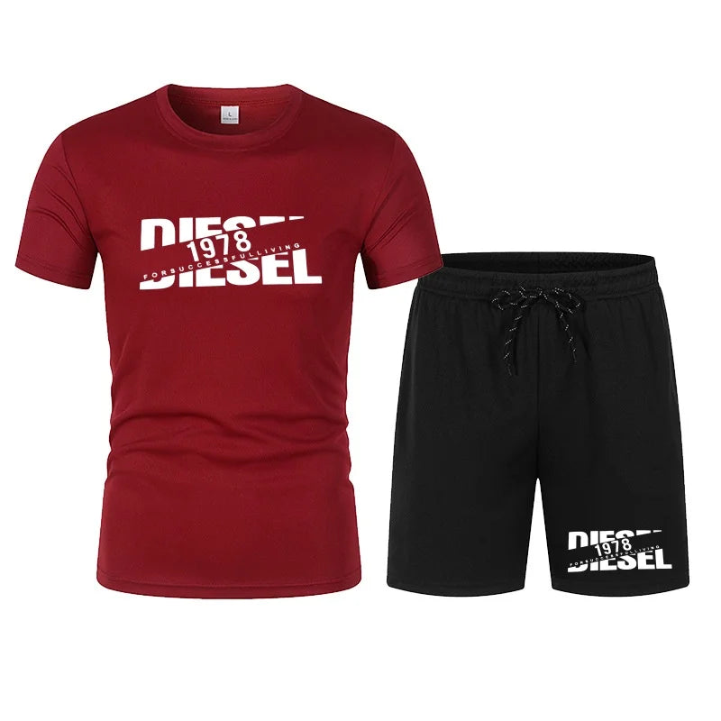 Men's two-piece sports suit round neck T-shirt and pants, basketball running sportswear 2026 summer new item