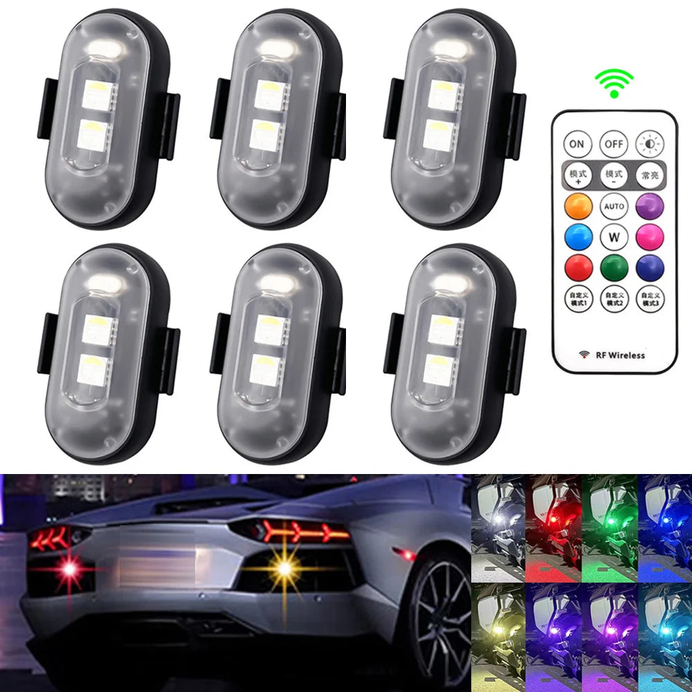 Wireless Car Atmosphere Light LED Strobe Lights Warning Lights RGB Led Aircraft Strobe Lights Car Motorcycle LED Lamp