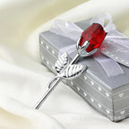 Valentines Day Gift Crystal Glass Rose Artificial Flower Silver Gold Rod Rose Flower For Girlfriend Wedding Gifts For Guest