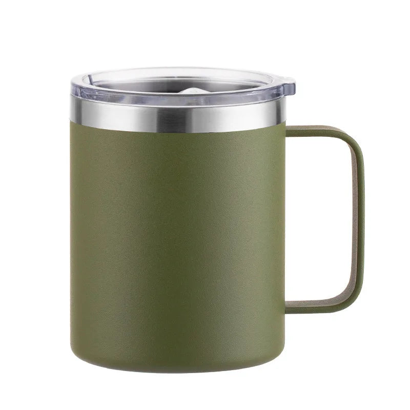 Custom Logo Name Stainless Steel Insulated Coffee Mug Tumbler with Handle 12 oz 360ml Tumbler Cup with Lid for Hot & Cold Drinks