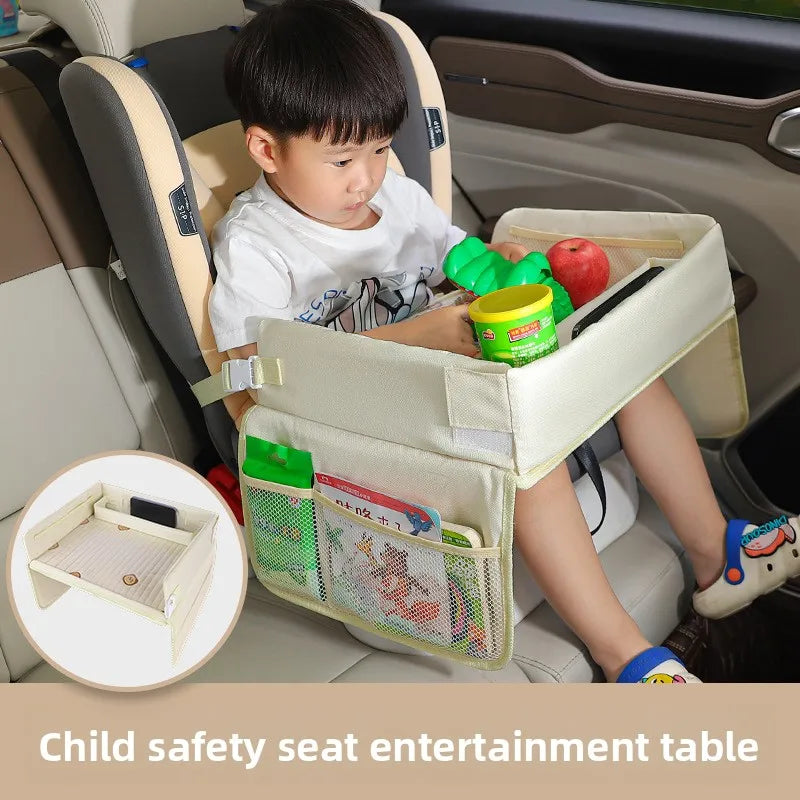 Car Kids Safety Seat Tray Multifunctional Waterproof Meal Storage Table Baby Stroller Tray Board for Toddler Travel