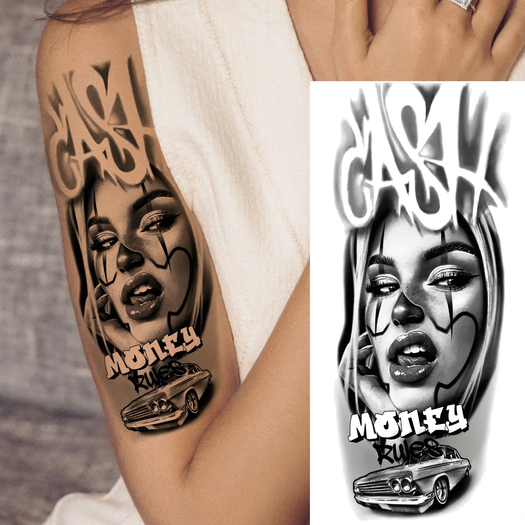 1 Sheet Full Arm Robber Gangster Temporary Tattoos For Men Women Waterproof  Tatoo Sleeve Realistic Bad Guy Fake Tattoos Sticker