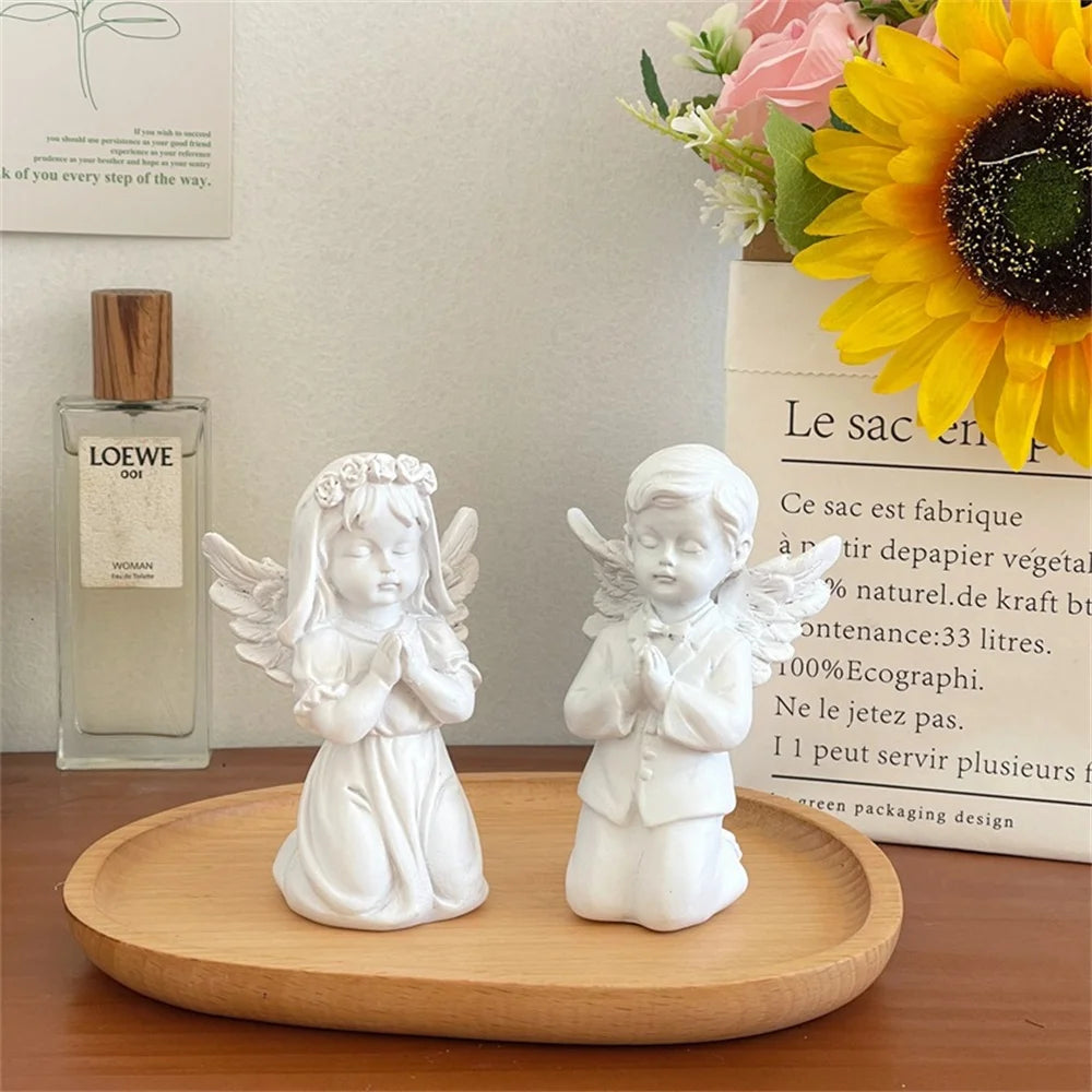 Silicone Fondant Mold 3D Prayer Angel Boy Girl DIY Soft Pottery Plaster Chocolate Jelly Cake Decor Baking Tools Resin Craft Mold