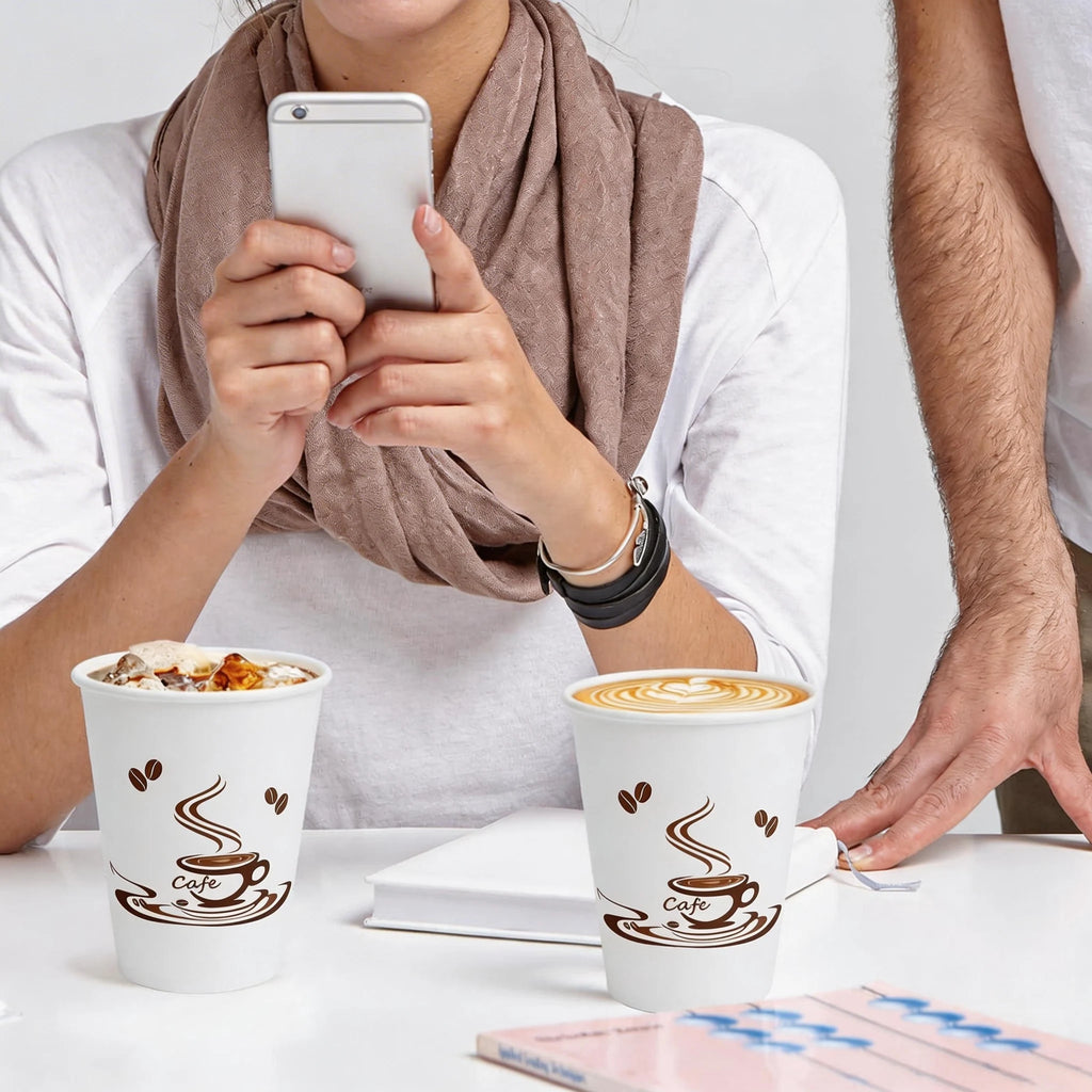 50/100/200PCS 9 oz Disposable Paper Cups for Hot & Cold Drinks – Leak-Proof Coffee Cups, Durable & Eco-Friendly, Ideal for Cafés, Restaurants, Offices, Home Use, Parties, and Everyday Beverage Serving